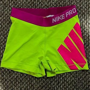 Nike pro shorts, size small, neon yellow